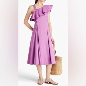 NWT Veronica Beard Beila Ruffles poplin Midi Orcid Dress Size 4 $598 Retail